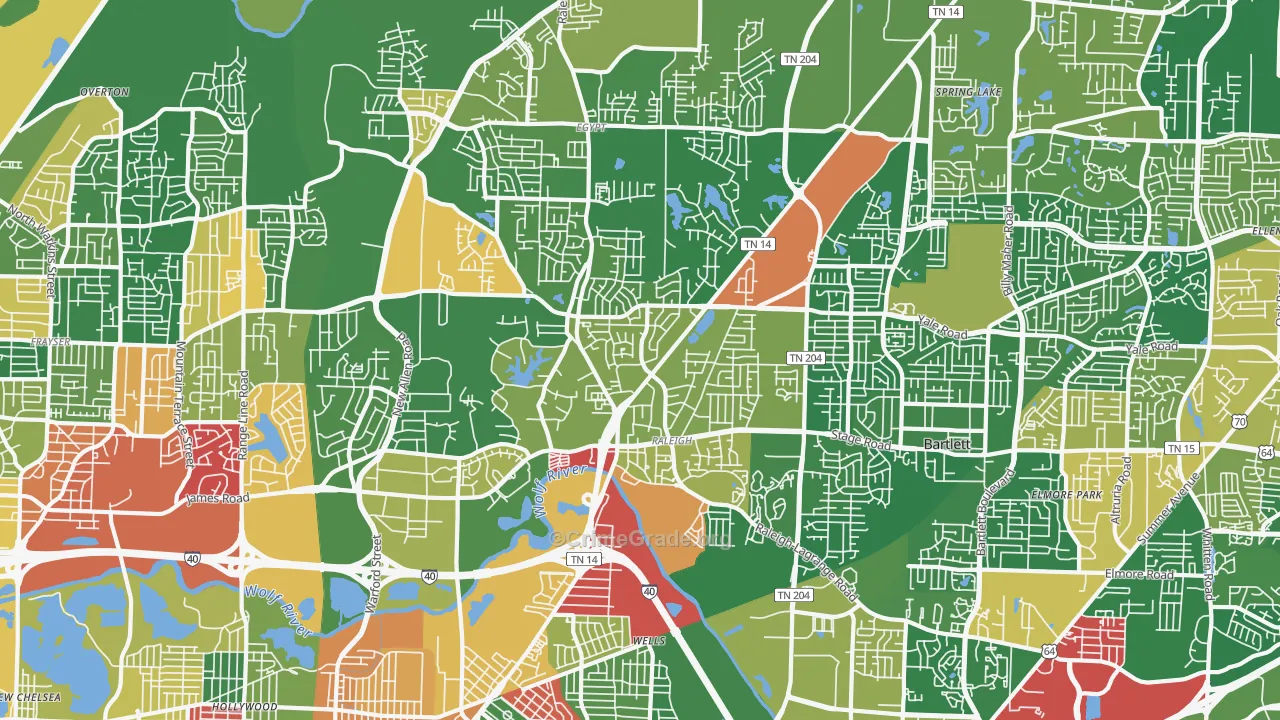 Raleigh, Memphis, TN Map of Drug-Related Crime Rates