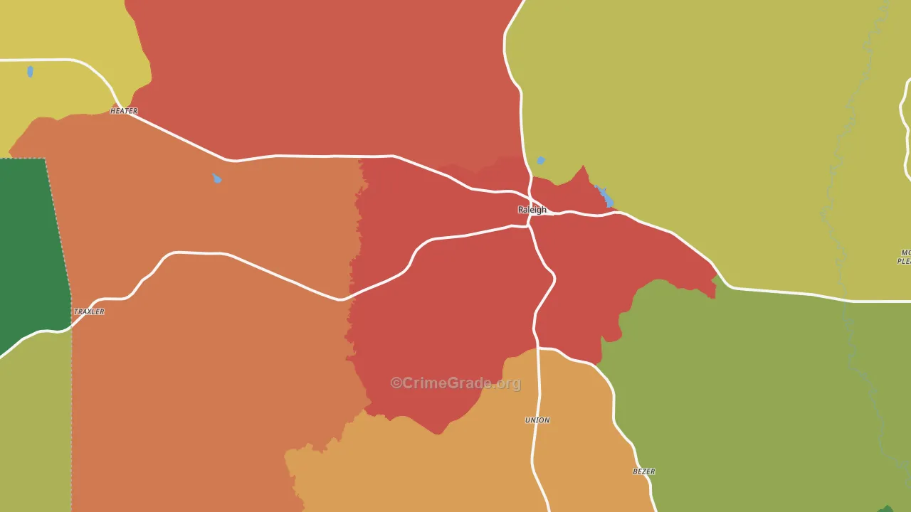 Raleigh, MS Map of Drug-Related Crime Rates