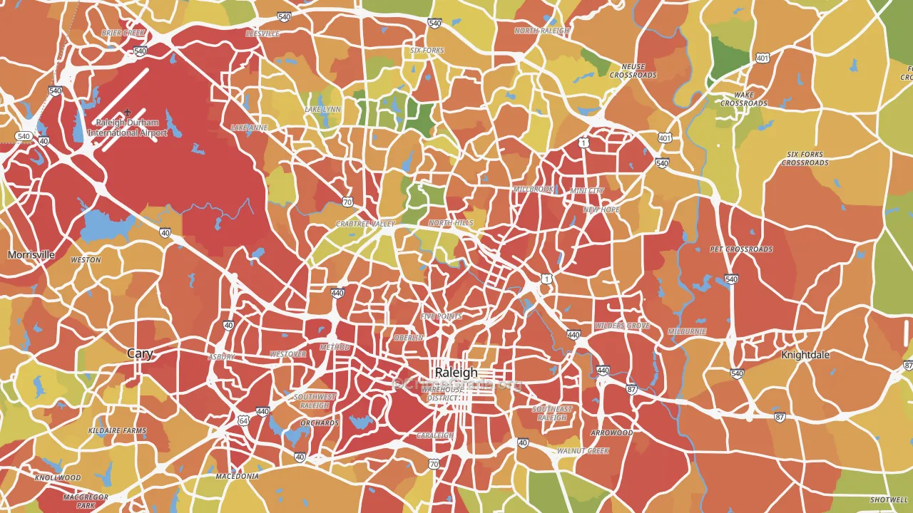 Raleigh, NC Map of Drug-Related Crime Rates