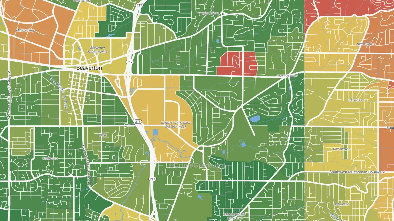 Raleigh West, Beaverton, OR Map of Drug-Related Crime Rates