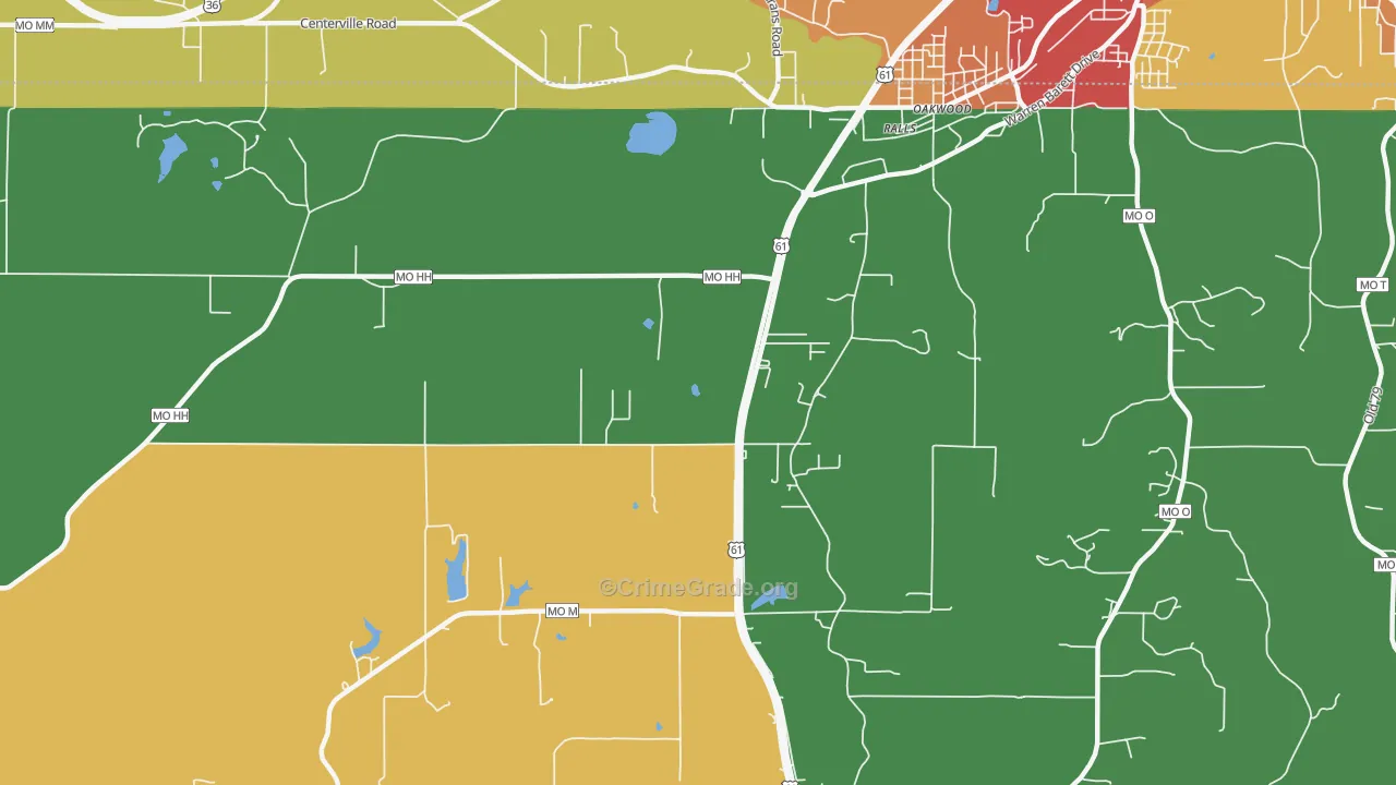 Ralls, MO Map of Drug-Related Crime Rates