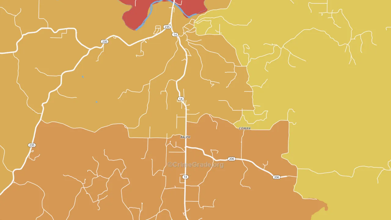 Ralph, AR Map of Drug-Related Crime Rates
