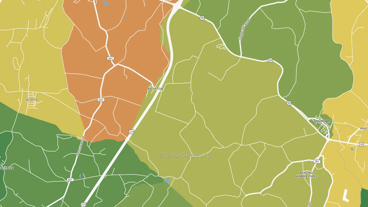 Ralphton, PA Map of Drug-Related Crime Rates
