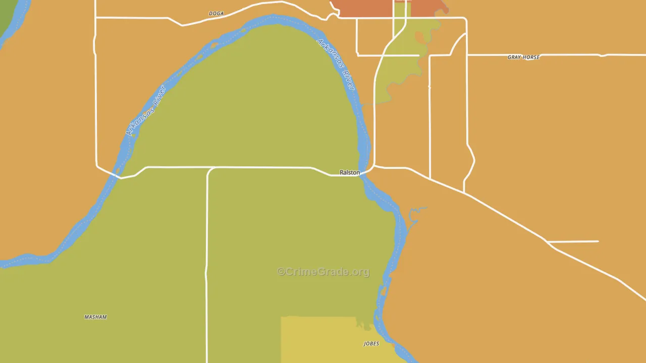 Ralston, OK Map of Drug-Related Crime Rates