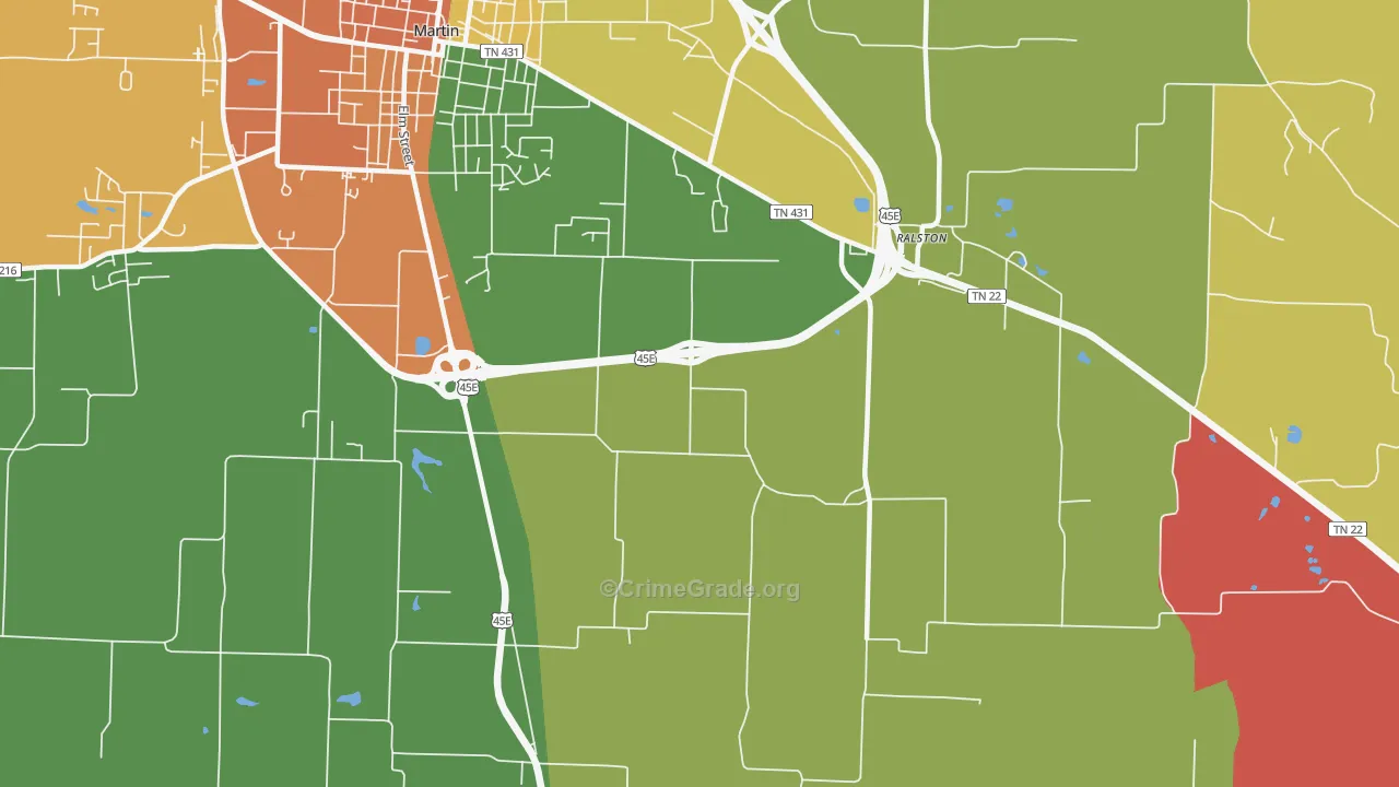 Ralston, TN Map of Drug-Related Crime Rates