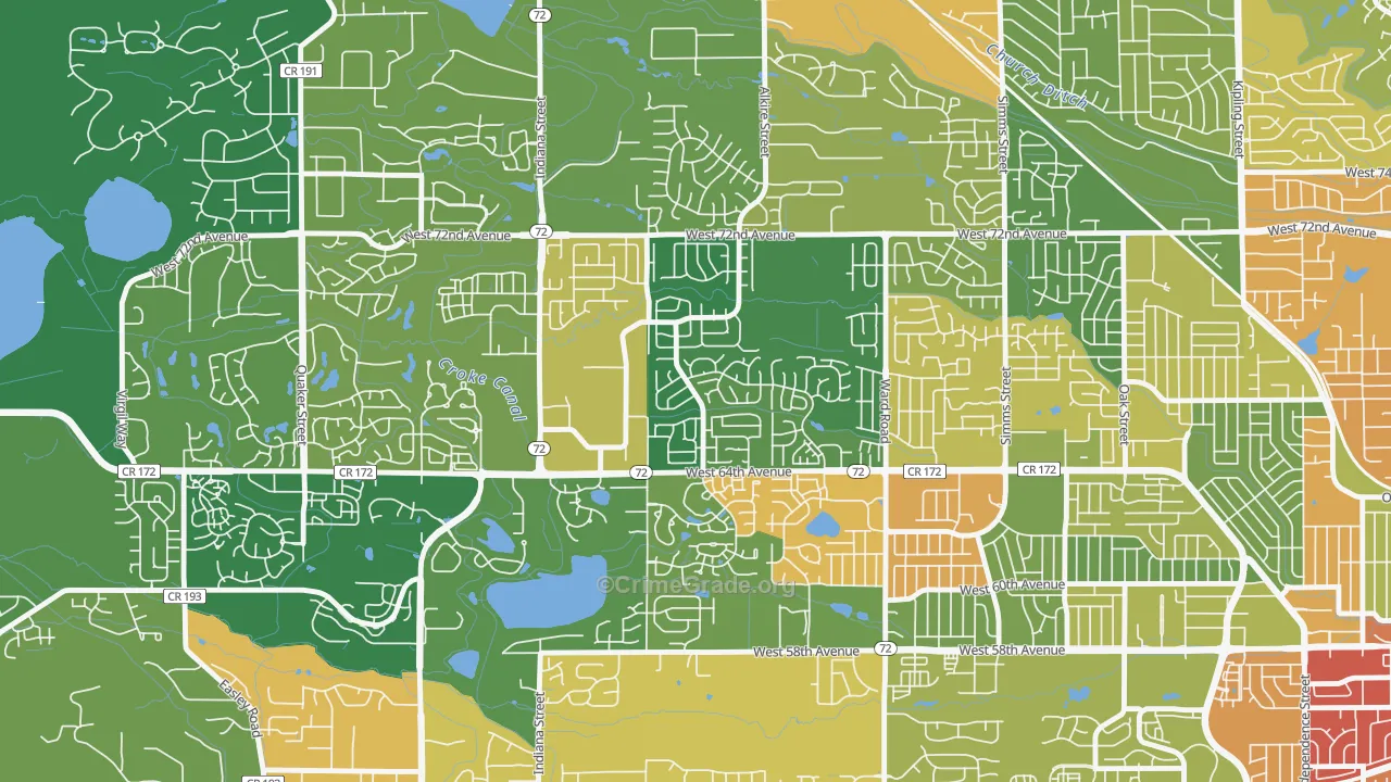 Ralston Valley, Arvada, CO Map of Drug-Related Crime Rates