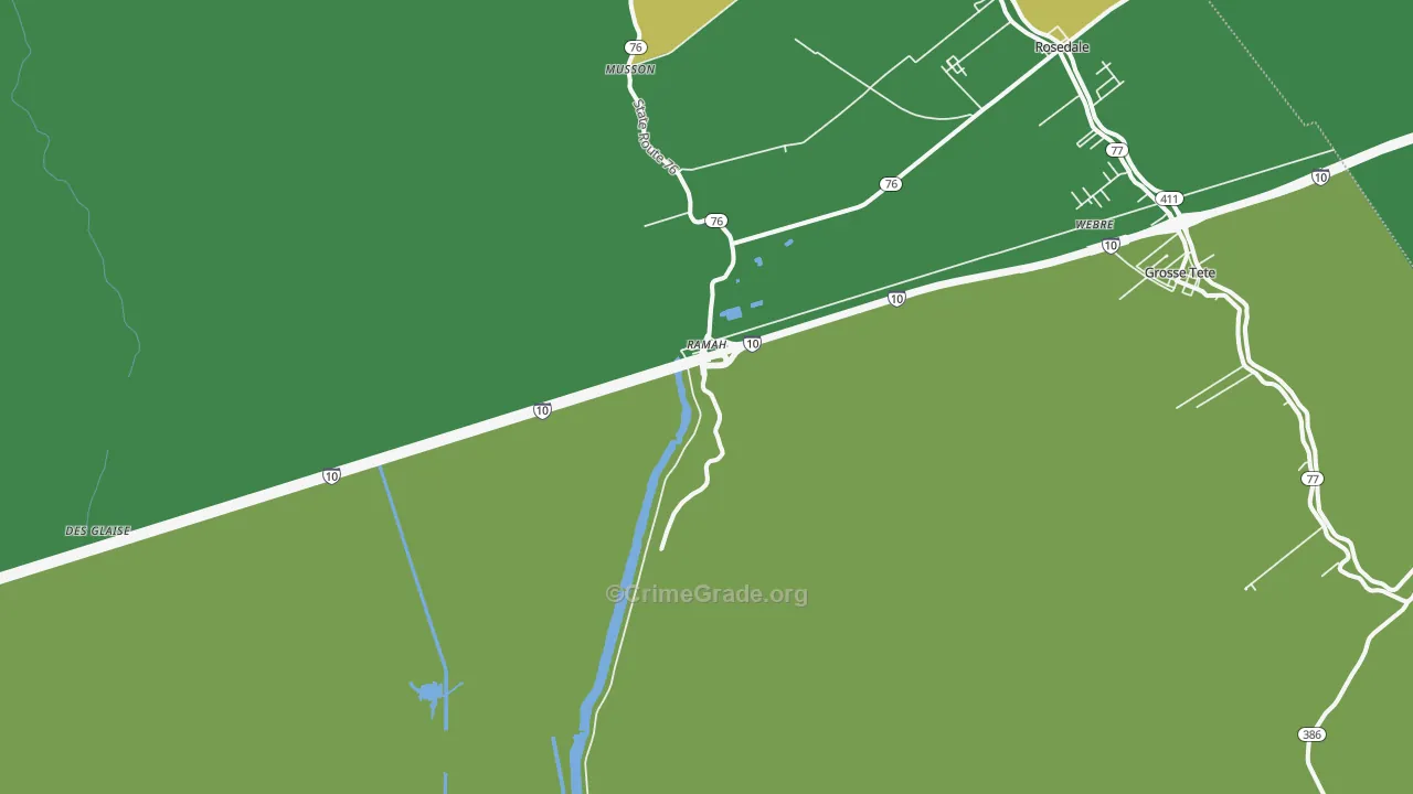 Ramah, LA Map of Drug-Related Crime Rates