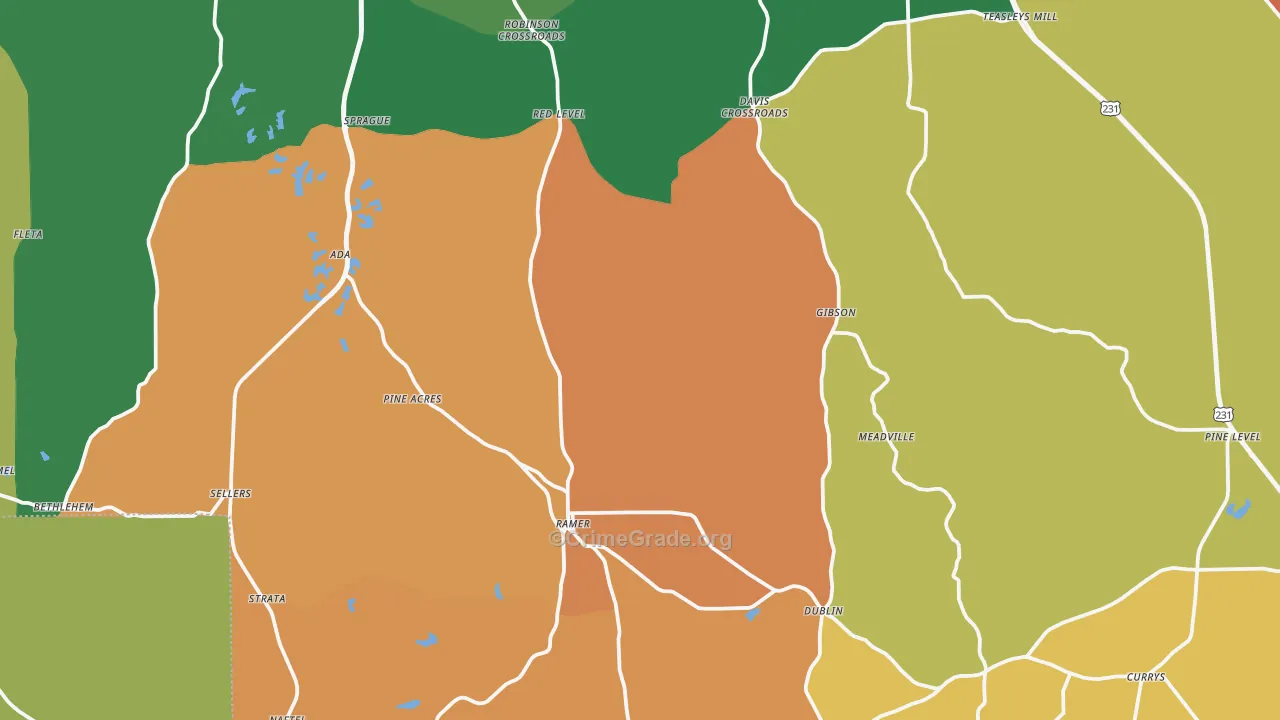 Ramer, AL Map of Drug-Related Crime Rates