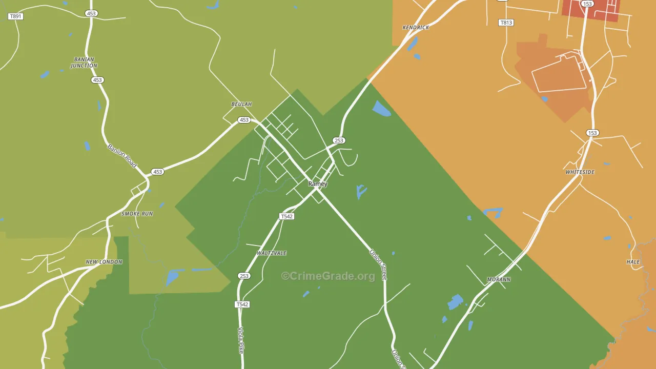 Ramey, PA Map of Drug-Related Crime Rates