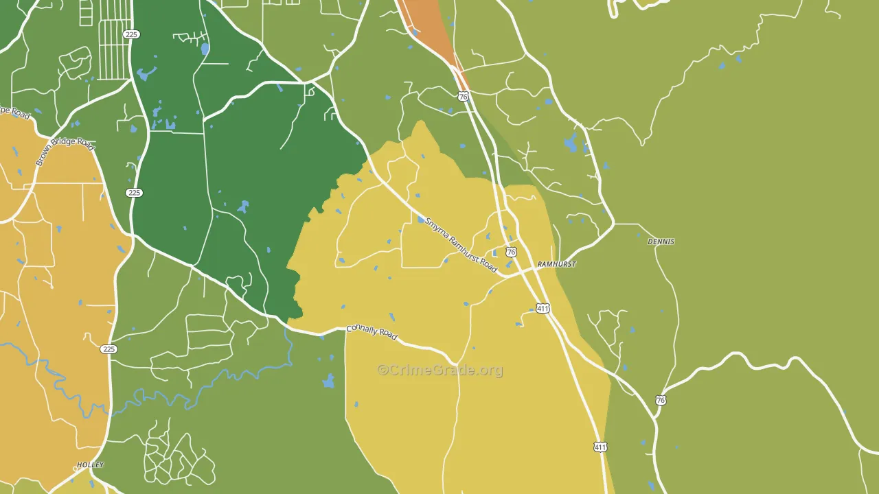 Ramhurst, GA Map of Drug-Related Crime Rates