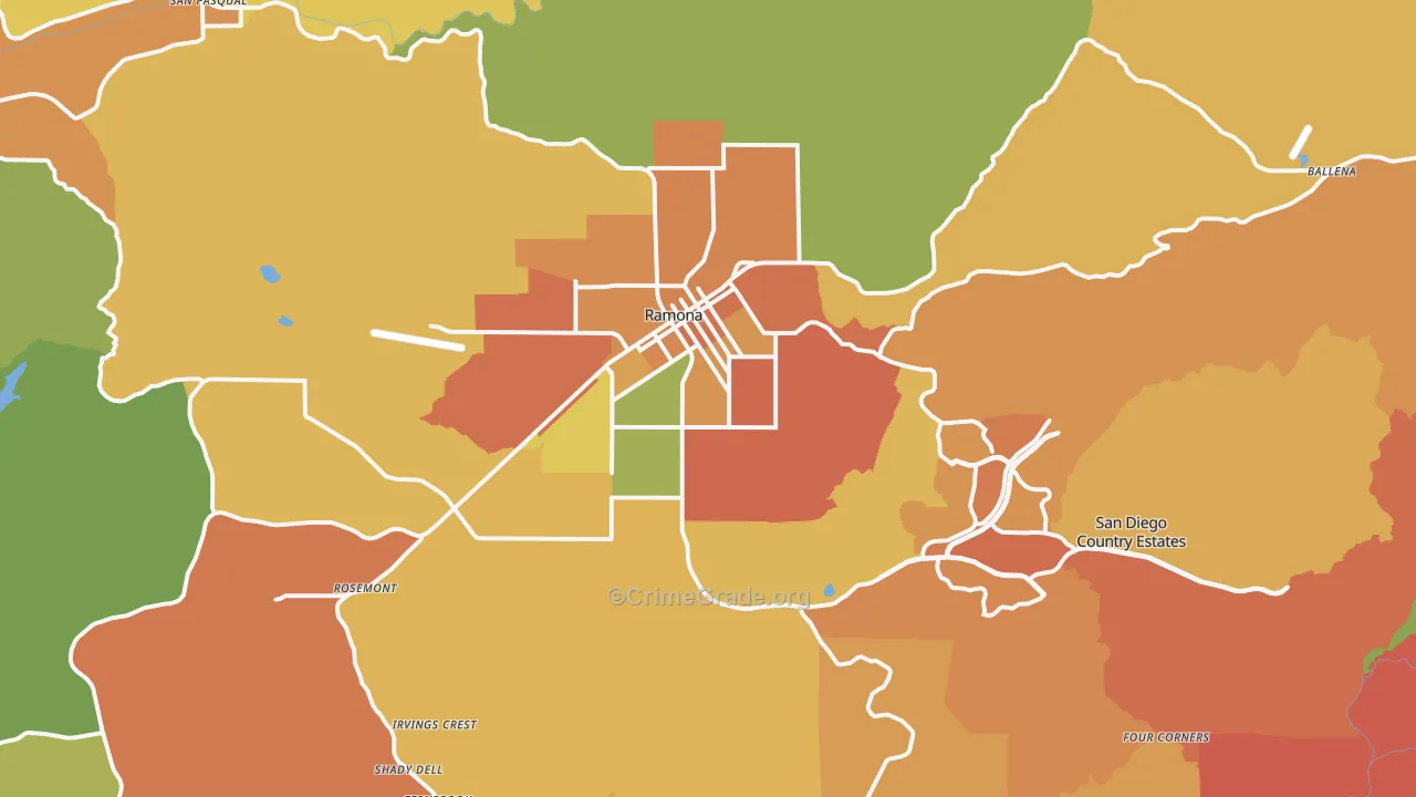 Ramona, CA Map of Drug-Related Crime Rates