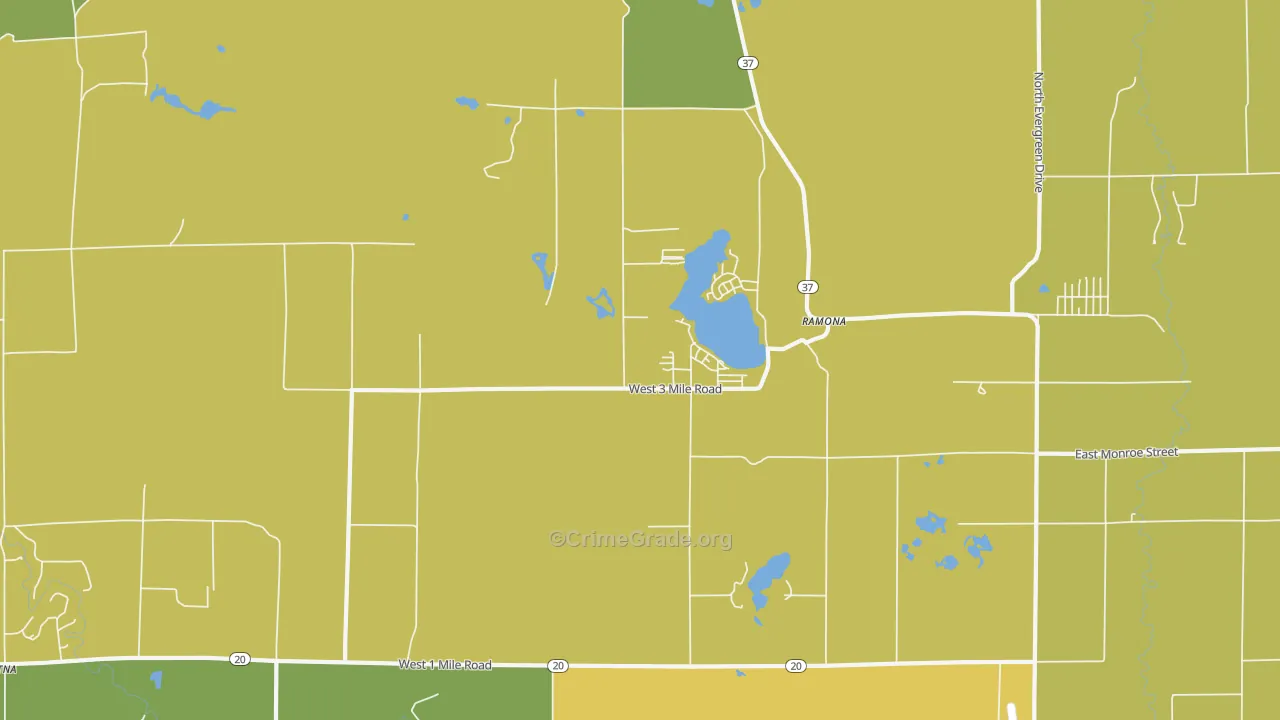 Ramona, MI Map of Drug-Related Crime Rates