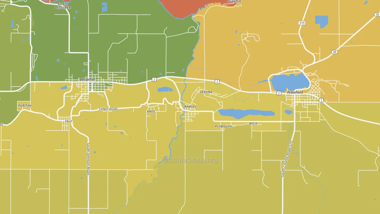 Ramsay, MI Map of Drug-Related Crime Rates