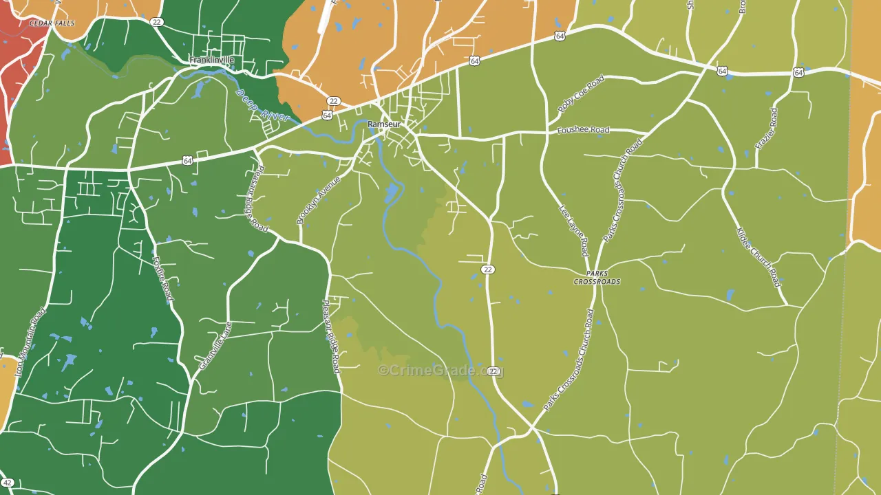 Ramseur, NC Map of Drug-Related Crime Rates
