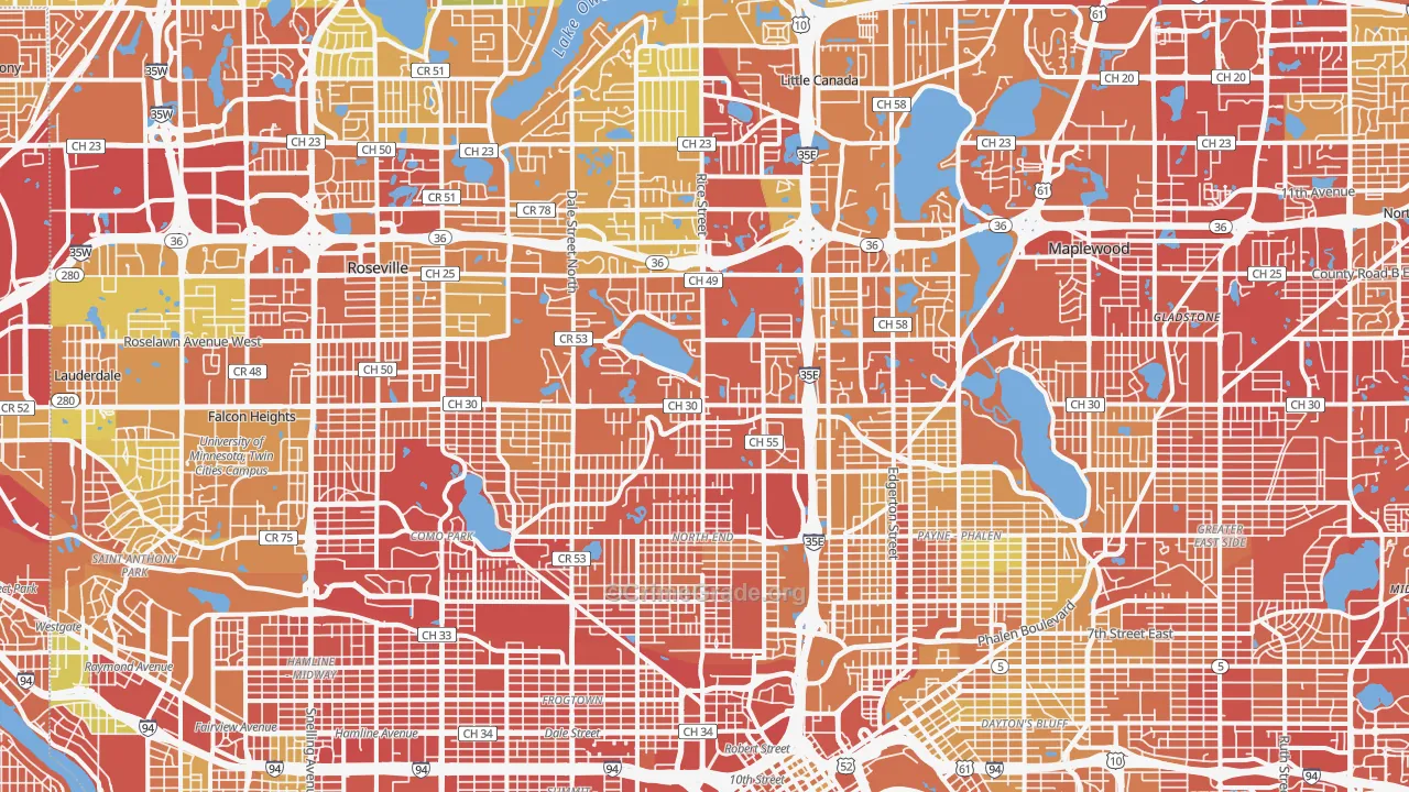 Ramsey County, MN Map of Drug-Related Crime Rates