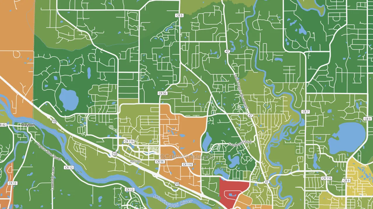 Ramsey, MN Map of Drug-Related Crime Rates
