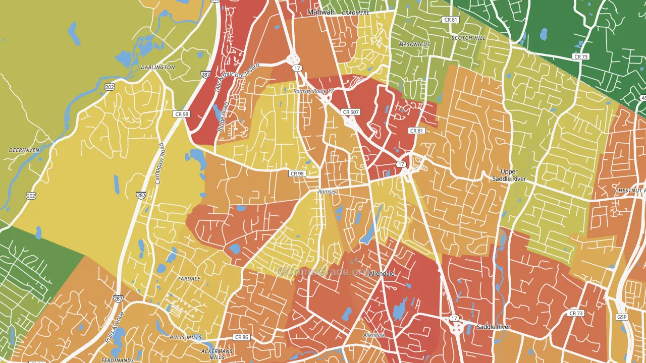 Ramsey, NJ Map of Drug-Related Crime Rates