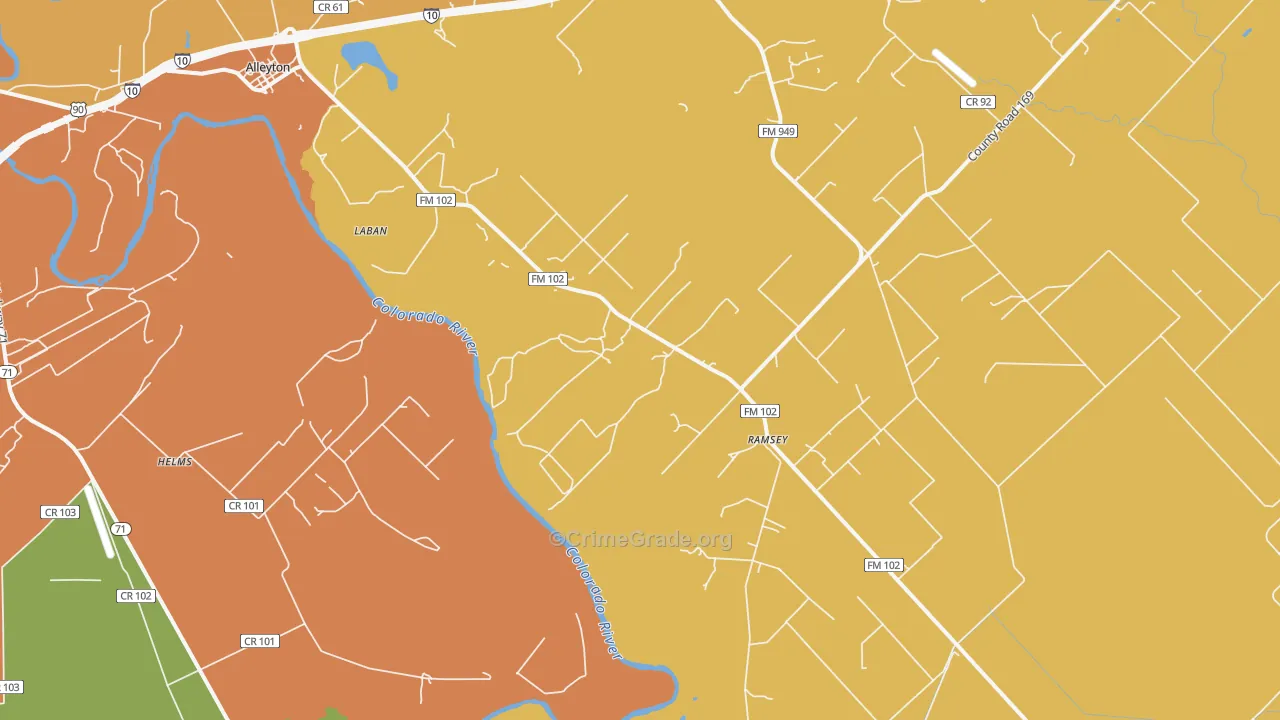 Ramsey, TX Map of Drug-Related Crime Rates