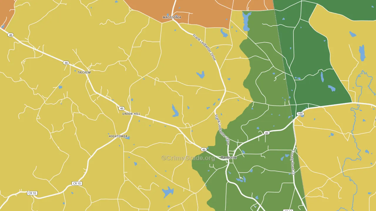 Ranburne, AL Map of Drug-Related Crime Rates
