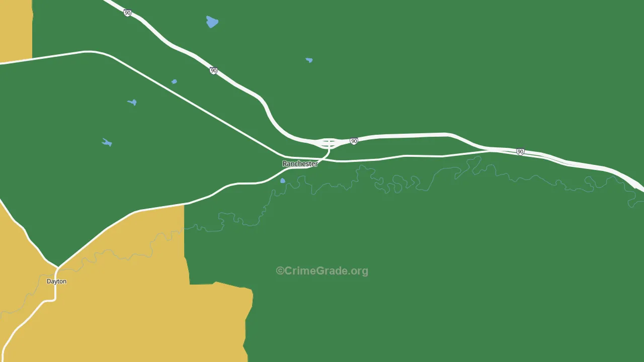 Ranchester, WY Map of Drug-Related Crime Rates