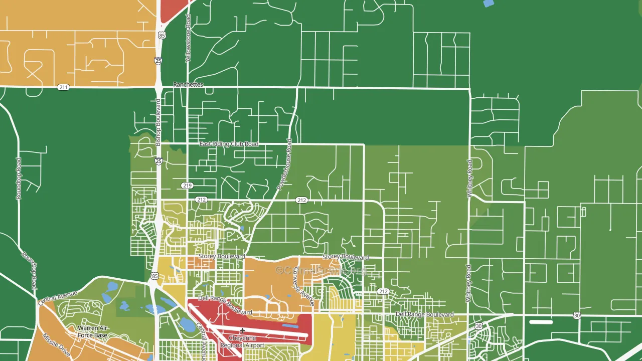 Ranchettes, WY Map of Drug-Related Crime Rates