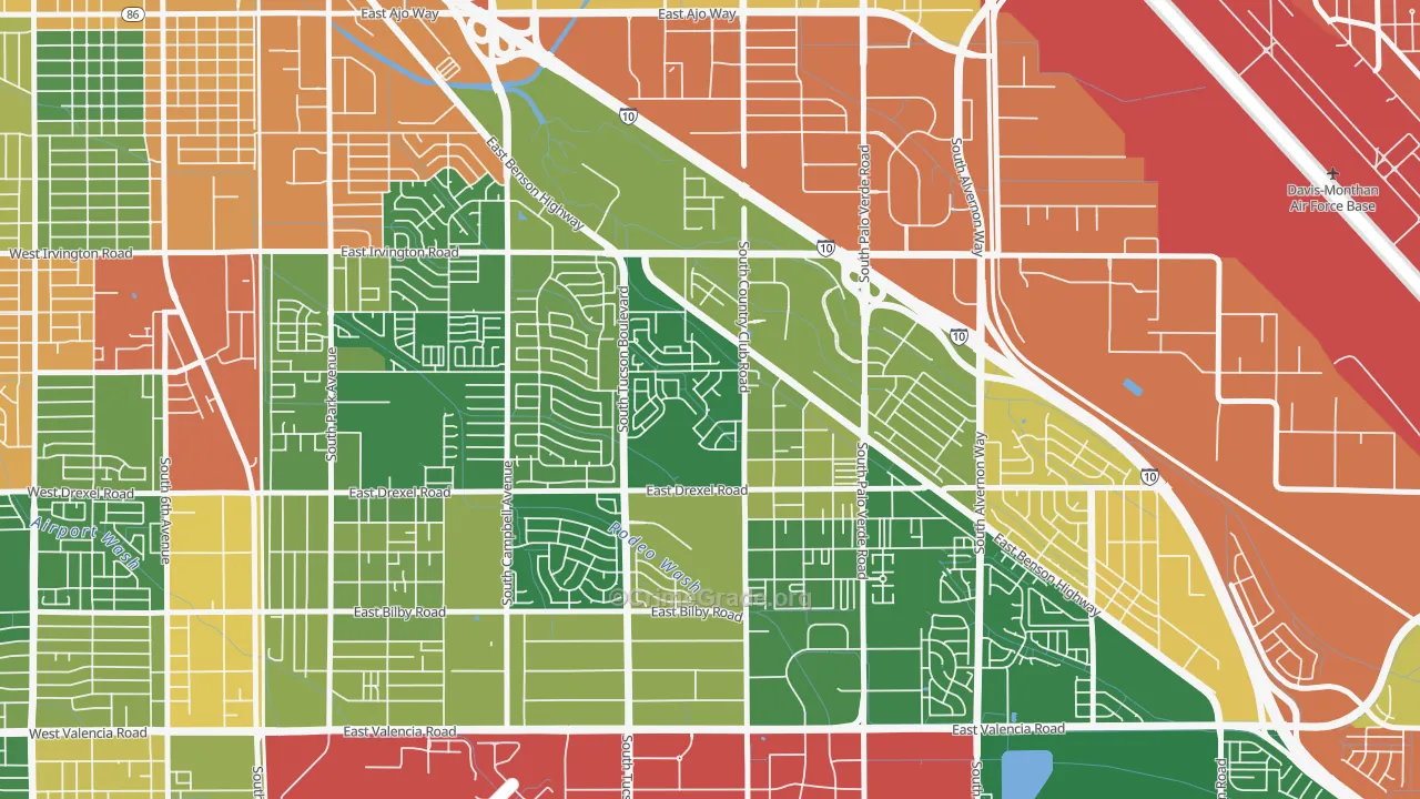 Rancho Buena, Tucson, AZ Map of Drug-Related Crime Rates