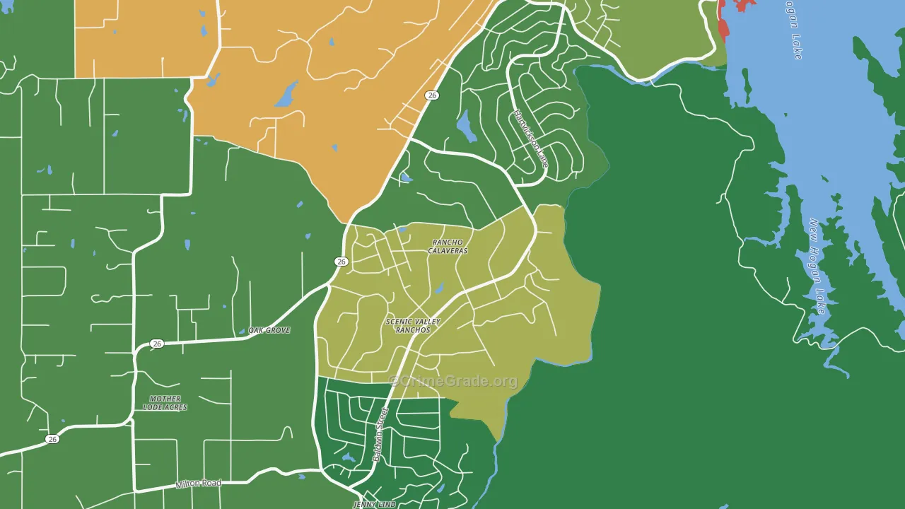 Rancho Calaveras, CA Map of Drug-Related Crime Rates