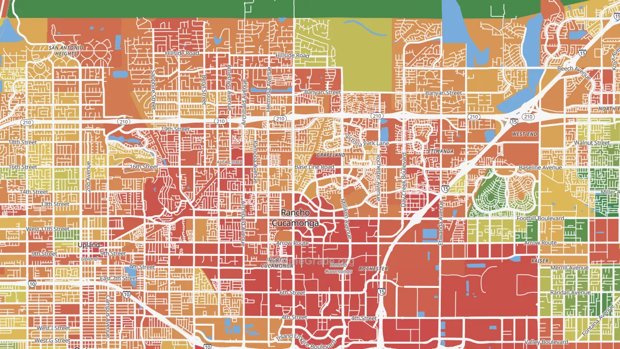 Rancho Cucamonga, CA Map of Drug-Related Crime Rates
