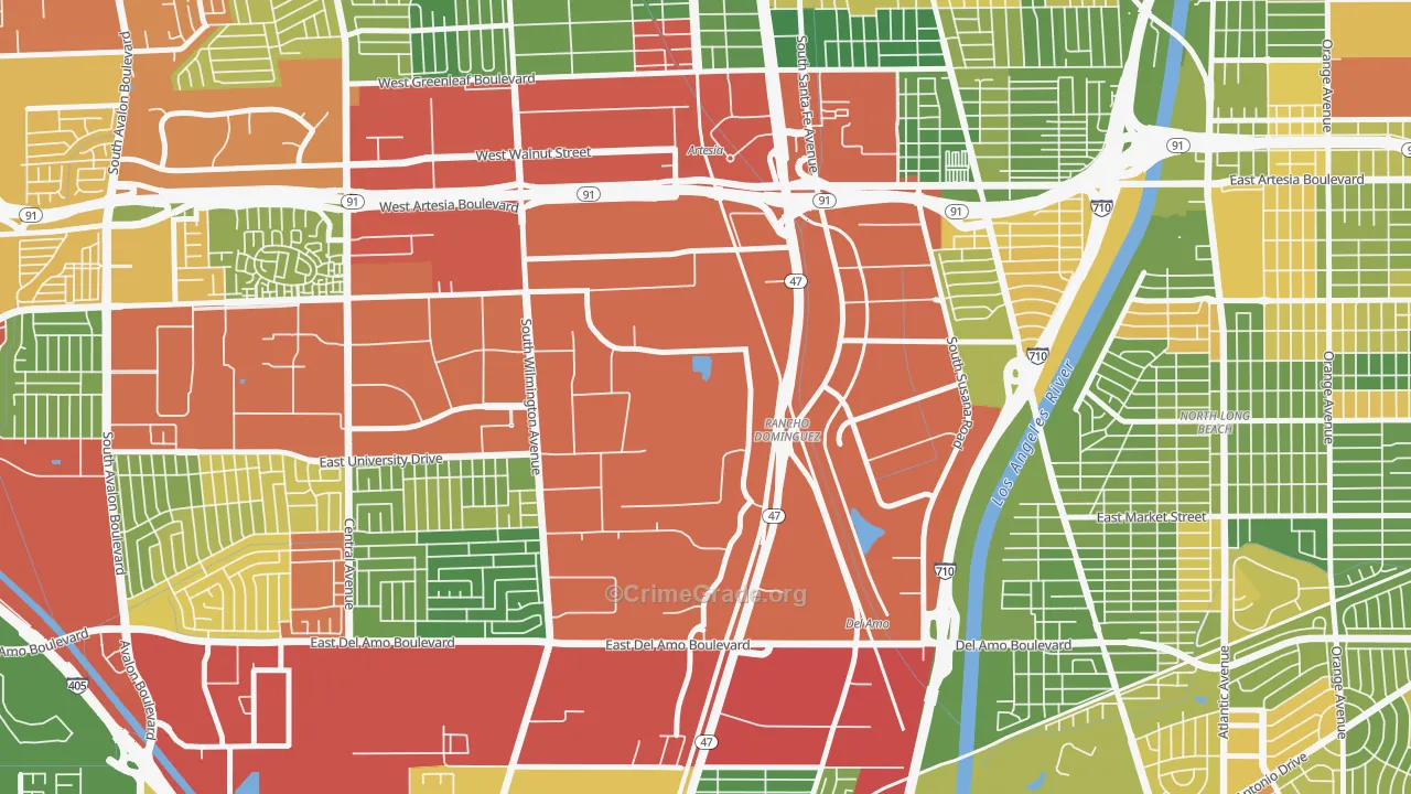 Rancho Dominguez, Compton, CA Map of Drug-Related Crime Rates