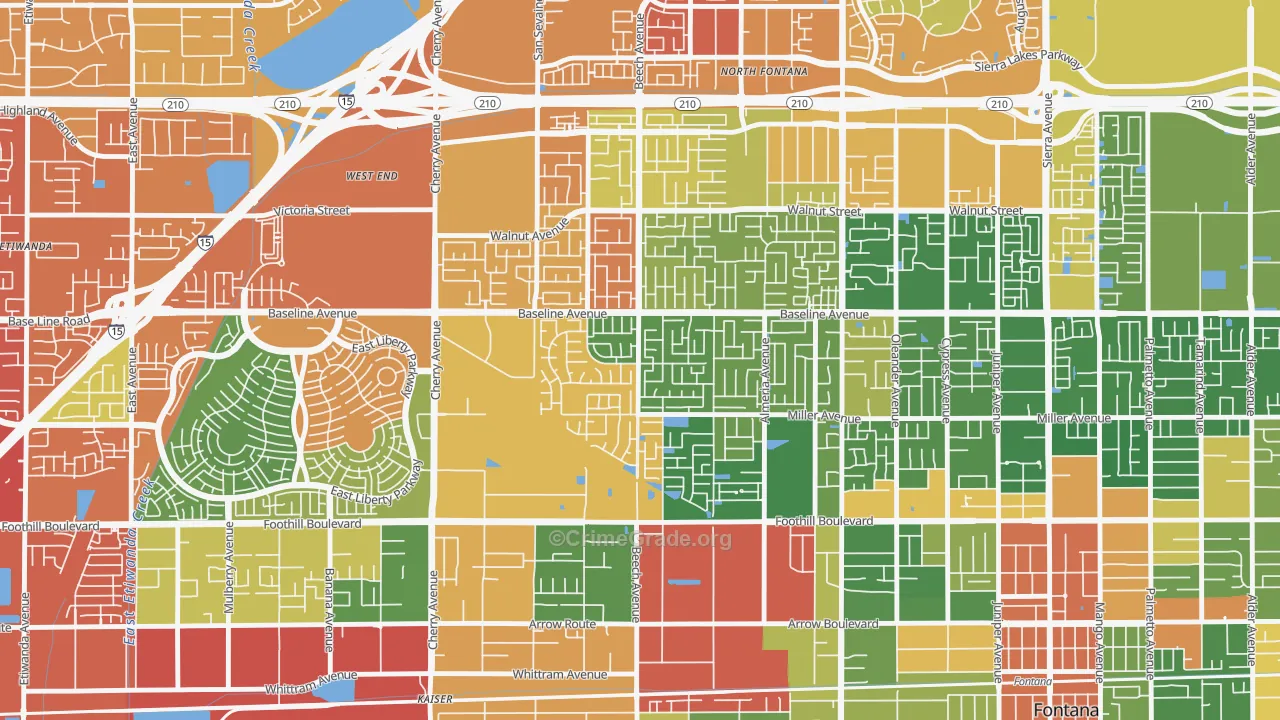 Rancho Fontana, Fontana, CA Map of Drug-Related Crime Rates