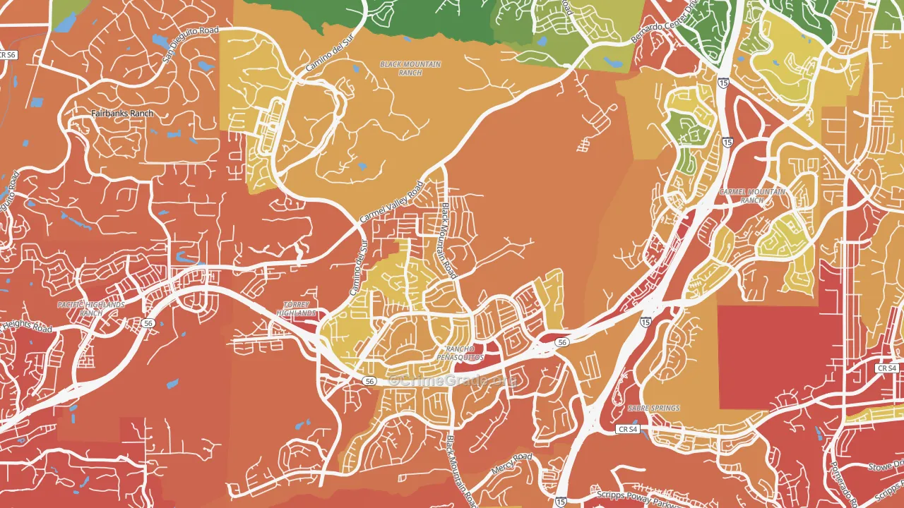 Rancho Penasquitos, San Diego, CA Map of Drug-Related Crime Rates