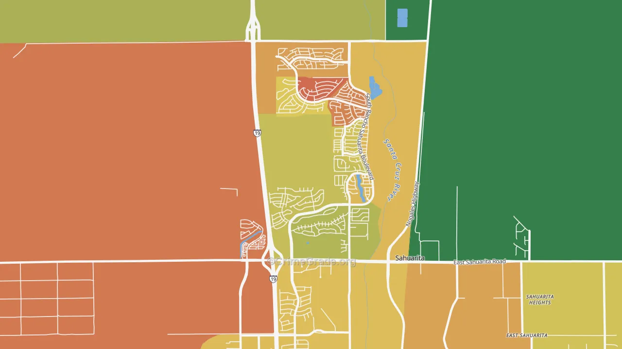 Rancho Sahuarita, Sahuarita, AZ Map of Drug-Related Crime Rates