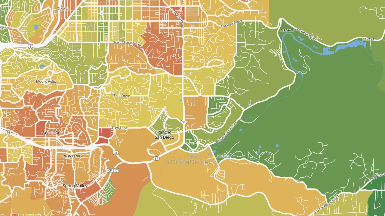 Rancho San Diego, CA Map of Drug-Related Crime Rates