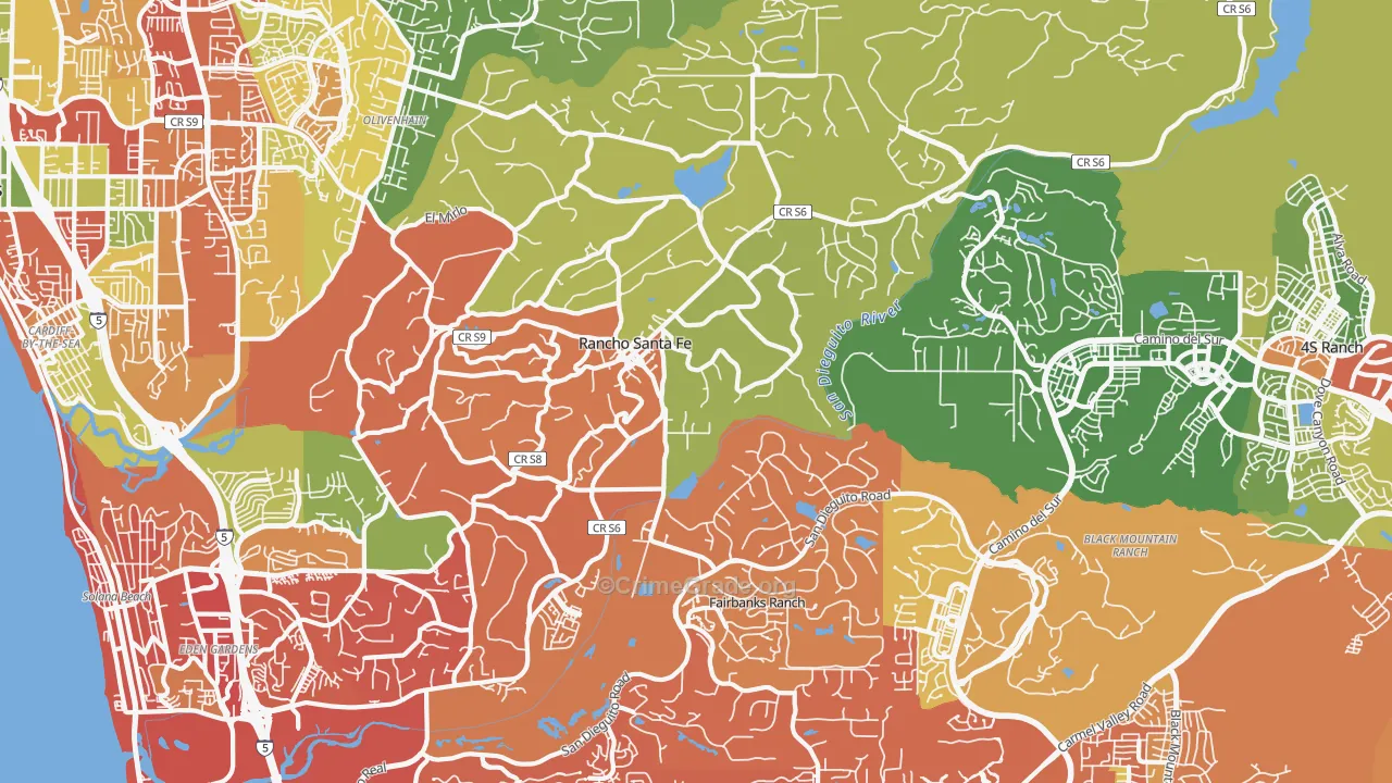 Rancho Santa Fe, CA Map of Drug-Related Crime Rates