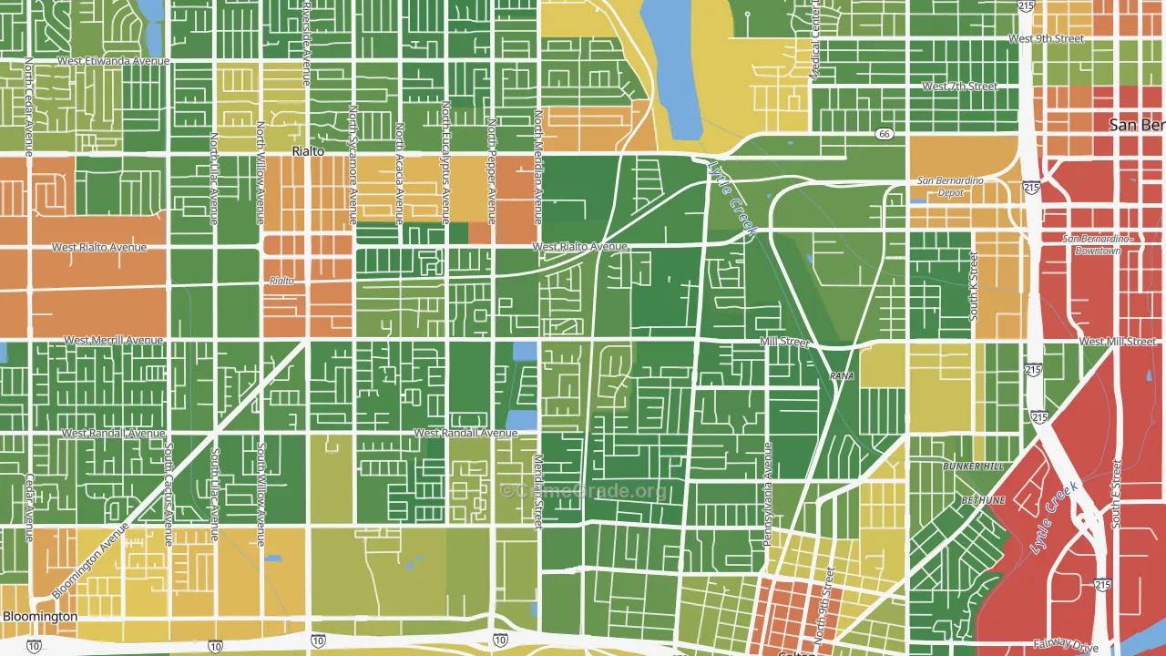 Rancho West, San Bernardino, CA Map of Drug-Related Crime Rates