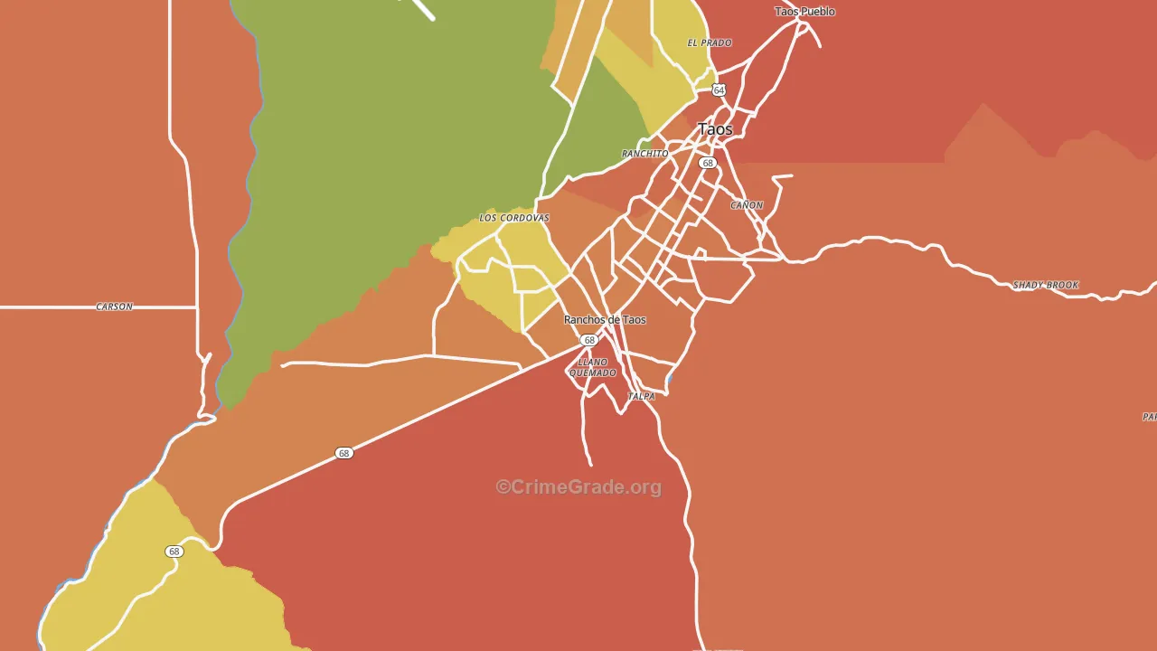 Ranchos de Taos, NM Map of Drug-Related Crime Rates