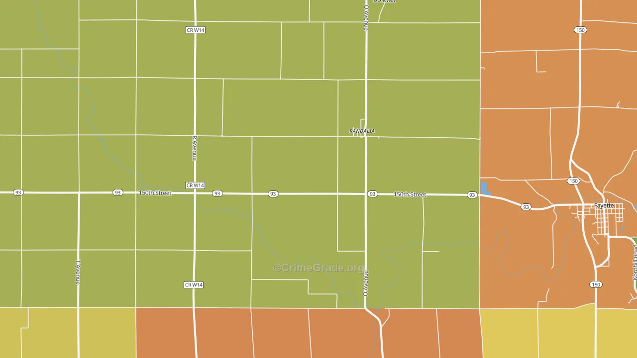 Randalia, IA Map of Drug-Related Crime Rates