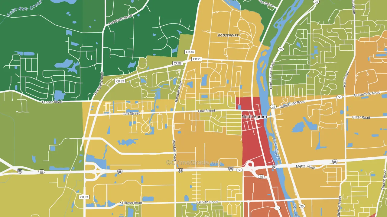 Randall Hills, North Aurora, IL Map of Drug-Related Crime Rates