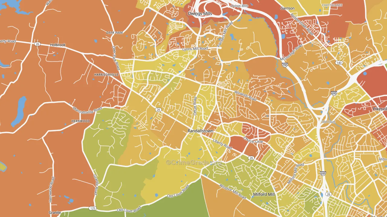 Randallstown, MD Map of Drug-Related Crime Rates