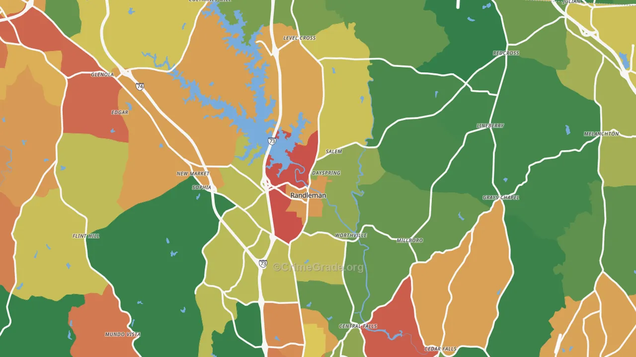 Randleman, NC Map of Drug-Related Crime Rates