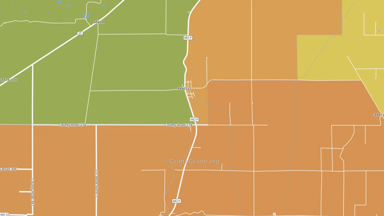 Randles, MO Map of Drug-Related Crime Rates