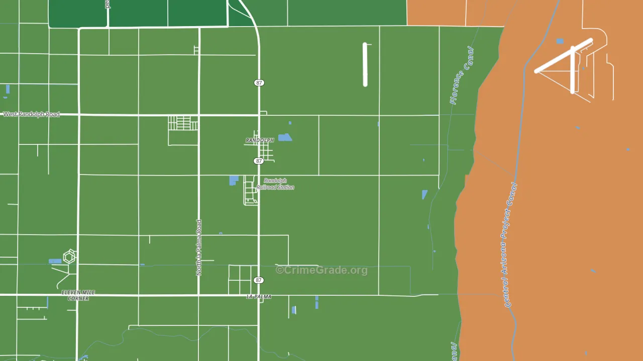 Randolph, AZ Map of Drug-Related Crime Rates
