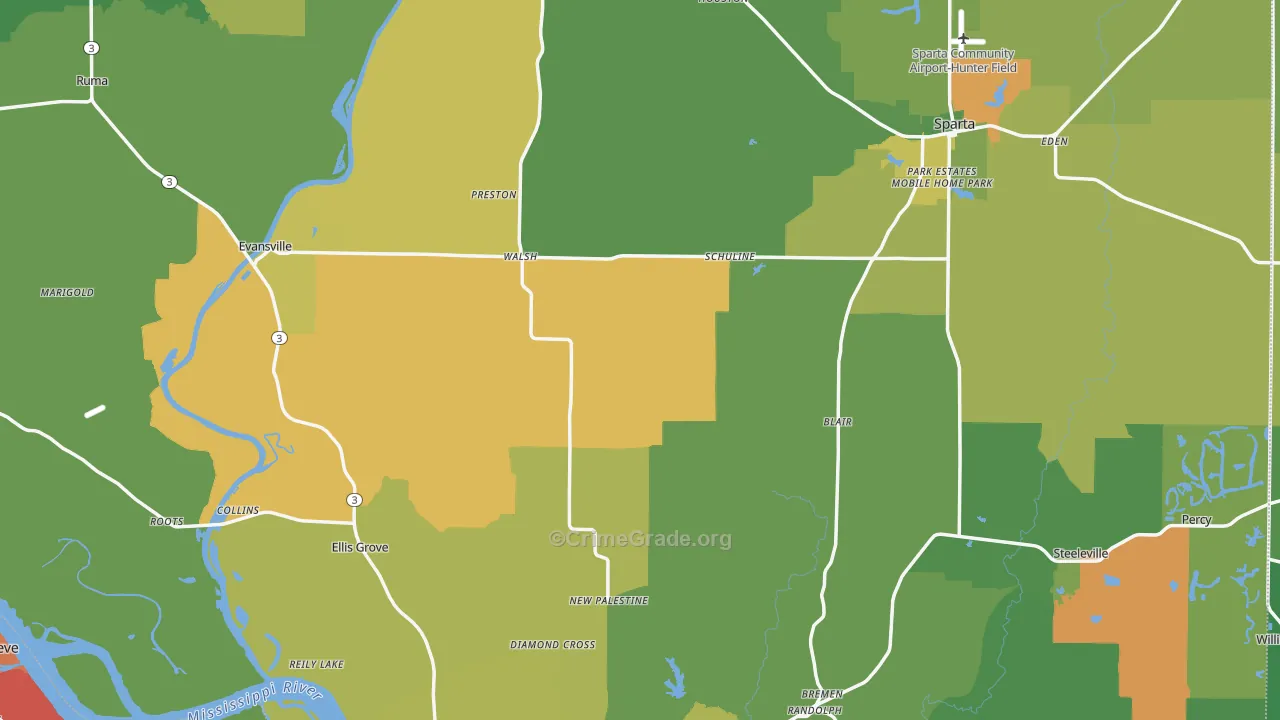 Randolph County, IL Map of Drug-Related Crime Rates