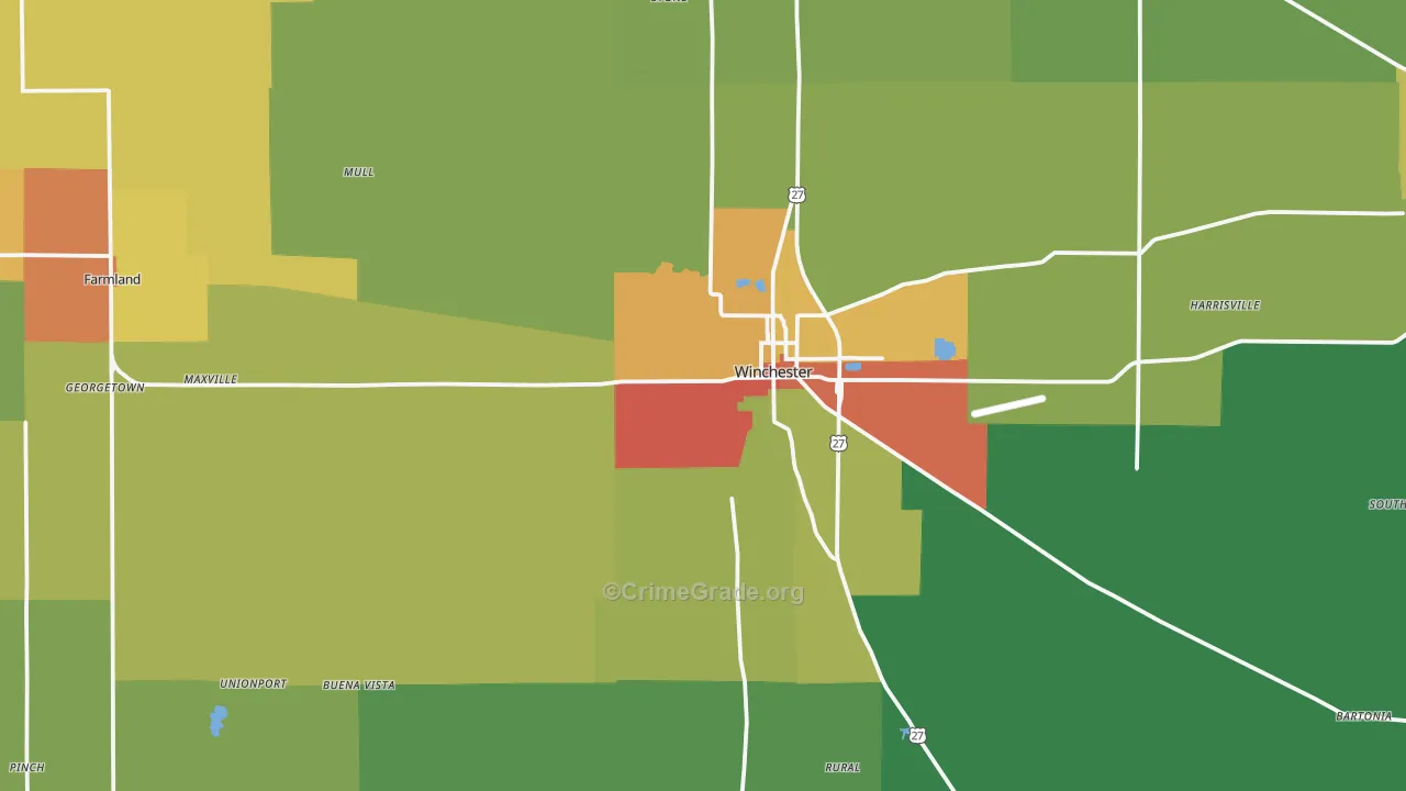 Randolph County, IN Map of Drug-Related Crime Rates