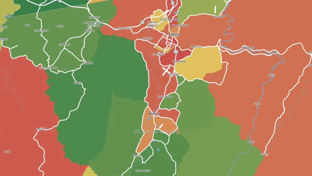 Randolph County, WV Map of Drug-Related Crime Rates