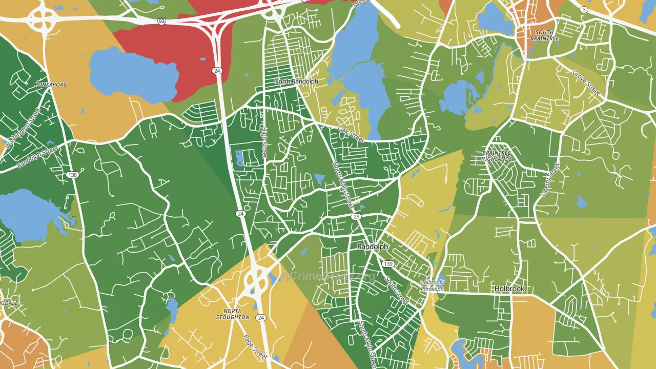Randolph, MA Map of Drug-Related Crime Rates