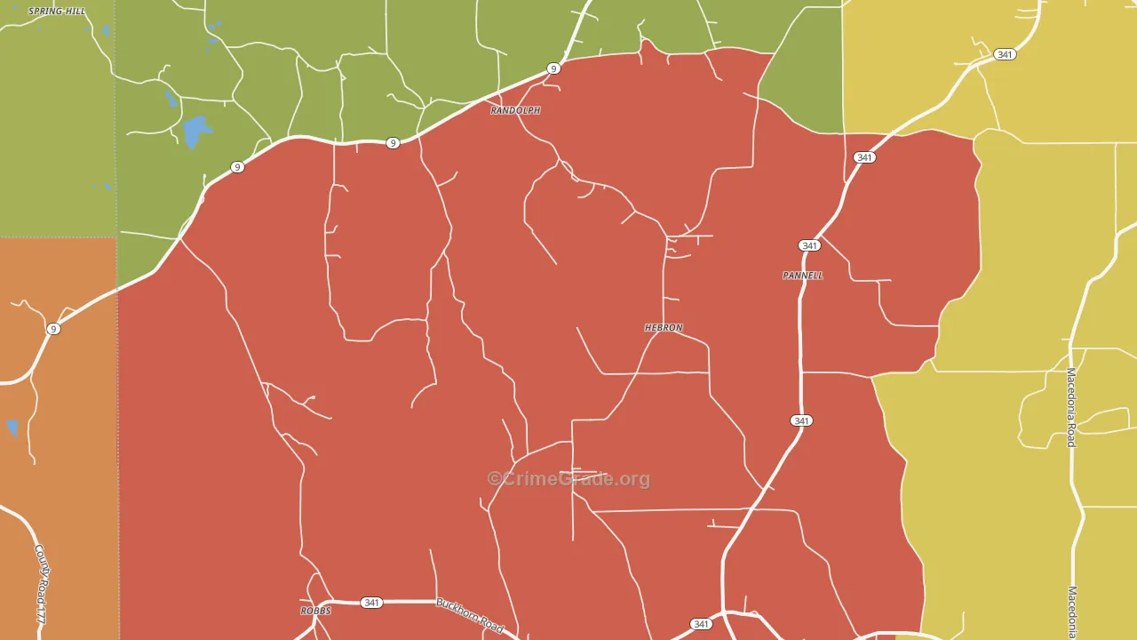 Randolph, MS Map of Drug-Related Crime Rates