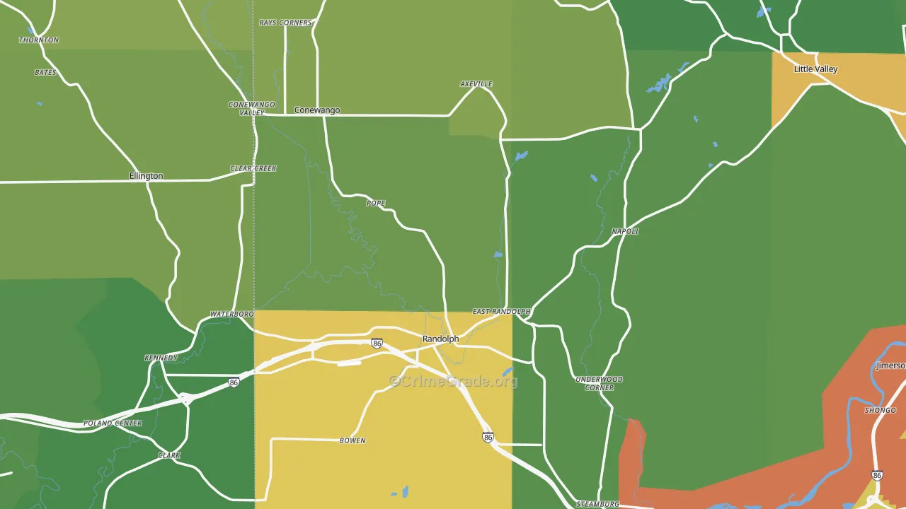 Randolph, NY Map of Drug-Related Crime Rates