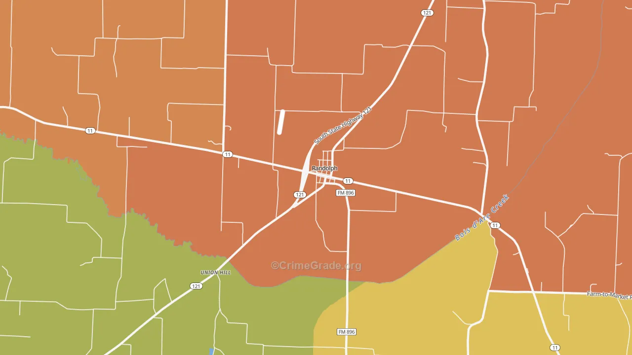 Randolph, TX Map of Drug-Related Crime Rates
