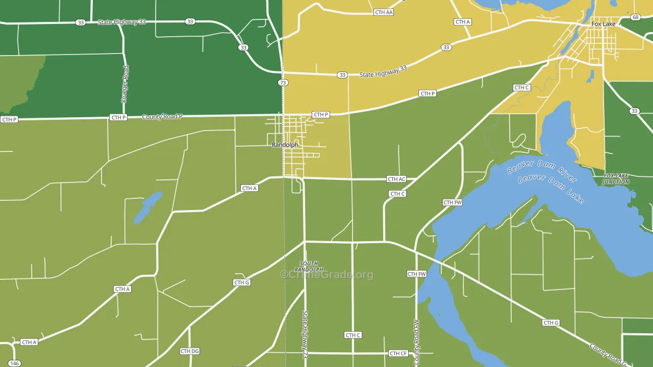 Randolph, WI Map of Drug-Related Crime Rates